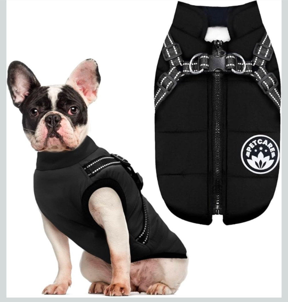 Winter Dog Coat with Harness Built in Waterproof Dog Jacket Warm Pet Fleece Vest